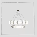 Modern Elegant Chandelier With Multi Layered Circular Design Transparent Textured Shades And Soft Glow Lighting