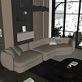 Modern living room sofa coffee table carpet decoration 3d model