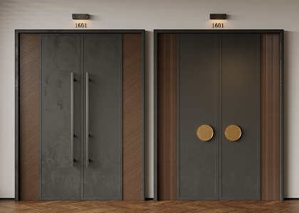 Double door swing door entry door security door opposite door number 3d model