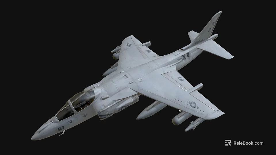 Gray Military Fighter Jet With Multiple Weapon Mounts And Combat Design 3d model