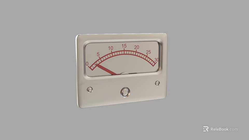 Industrial Equipment Analog Gauge With Scale Pointer Metal Case And Circular Button 3d model 