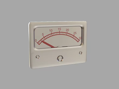 Industrial Equipment Analog Gauge With Scale Pointer Metal Case And Circular Button 3d model