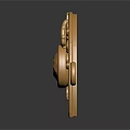 Golden Crescent Shaped Decorative Accessory With Rose Carvings And Central Gemstone