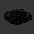 Futuristic Circular Platform 3D Model With Black Gray Structure And Orange Glowing Lines 3d model