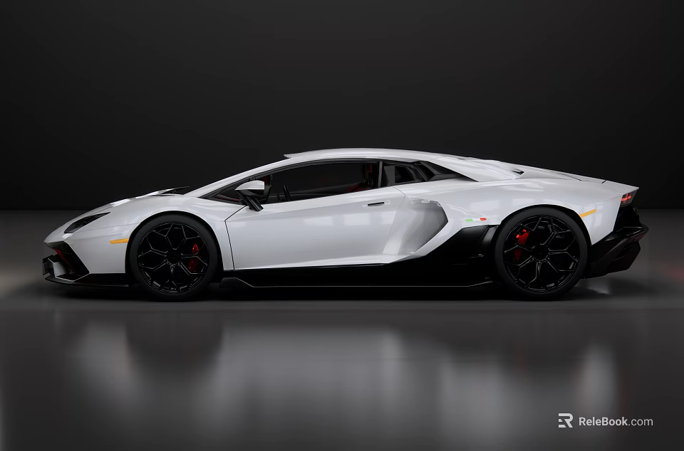 White Lamborghini Sports Car With Sleek Body Lines Black Wheels And Red Brake Calipers 3d model 