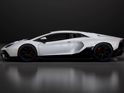 White Lamborghini Sports Car With Sleek Body Lines Black Wheels And Red Brake Calipers 3d model