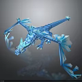 Elegant Blue Ice Dragon With Crystal Wings And Detailed Mythical Creature Design