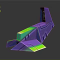 3D Polygonal Sculpture With Colorful Purple Green Reflective Surfaces And Abstract Design