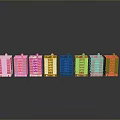 Colorful Multi Storey Building Models With Windows And Reflections On Gray Background