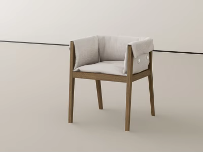 Modern Minimalist Accent Chair With Light Fabric Upholstery And Wooden Legs 3d model