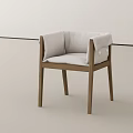 Modern Minimalist Accent Chair With Light Fabric Upholstery And Wooden Legs