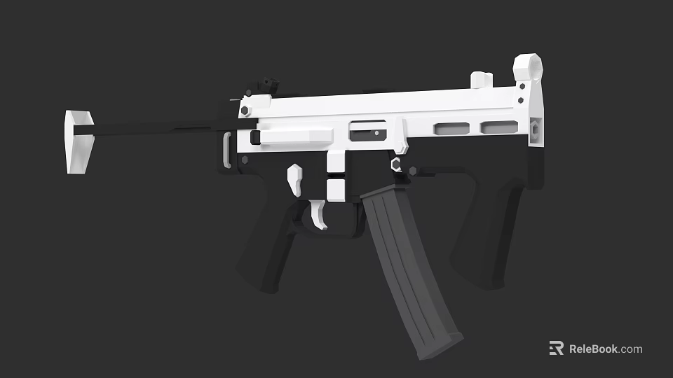 Modern White And Black Tactical Rifle With Ergonomic Grip And Magazine 3d model 
