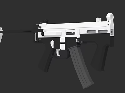 Modern White And Black Tactical Rifle With Ergonomic Grip And Magazine 3d model
