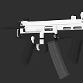 Modern White And Black Tactical Rifle With Ergonomic Grip And Magazine