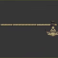 Ancient Decorative Hammer Weapon With Intricate Golden Patterns And Long Handle