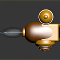 Orange And Brown Toy Gun Design With Transparent Barrel Circular Dial And Yellow Top