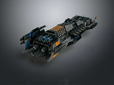 Futuristic Interstellar Spaceship Design With Advanced Multi Engine And Detailed Armored Structure 3d model