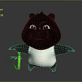 Cute Cartoon Panda 3D Character Holding Green Bamboo With Friendly Expression And Dark Background