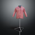 Stylish Pink Long Sleeve Shirt With Geometric Pattern On Metal Stand
