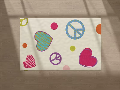 Modern Square Carpet Children Cartoon Carpet 3d model