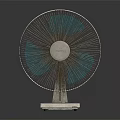 Vintage Electric Fan With Metal Grille Turquoise Blades And Control Panel Base