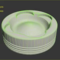 Silver Metal Ashtray With Round Smooth Surface And Ribbed Base Design 3d model