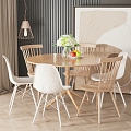 Nordic Dining Table and Chair Combination 3d model