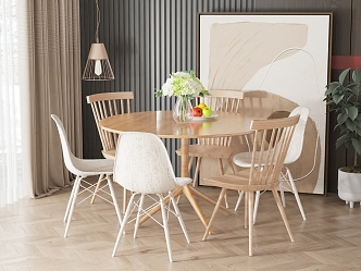 Nordic Dining Table and Chair Combination 3d model