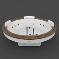 Elegant Modern Round Bathtub With Wooden Frame And White Interior Design