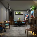 Japanese Restaurant Interior Design With Modern Wooden Tables Green Plants And Open Dining Area