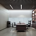 Birds Eye View of Modern Office Interior With Workstations Meeting Tables And Glass Partitions