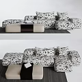 Modern Multiplayer Sofa Sofa Pillow Coffee Table Carpet 3d model