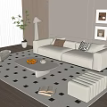 Modern Sofa Coffee Table Combination Sofa Stool Lazy Sofa Hanging Picture Green Plant Floor Lamp Side Table 3d model