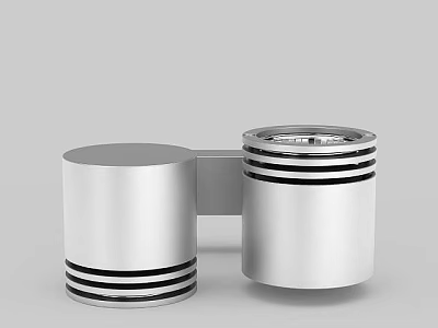 Modern Silver Wall Lamp With Cylindrical Design And Black Stripes 3d model