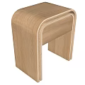 Wooden Modern Bedside Table with Sleek Design and Curved Edges