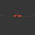 Colorful Paper Bird Model With Orange Red Wings And Wire Stand On White Background