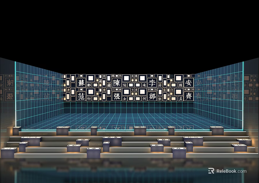 Popular Photo Check in Spot With Blue Grid Background Steps And Letter Decorations 3d model 