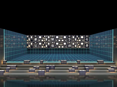 Popular Photo Check in Spot With Blue Grid Background Steps And Letter Decorations 3d model