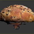 Fresh Round Raisin Bread with Cross Slits Golden Brown Surface and Dried Fruits Inside