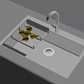Modern Black Kitchen Sink With Drying Rack Fresh Lemons And Faucet 3d model