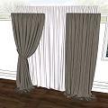 Brown Curtains With White Sheer Panels Hanging On Window For Home Interior Design