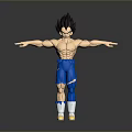 Vegeta Muscular Figure With Black Spiky Hair And Blue Shorts Arms Outstretched