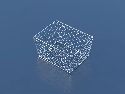 Practical Silver Square Wire Mesh Metal Storage Basket For Household Organizing 3d model