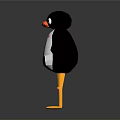 Stylized Low Poly Penguin Figure With Red Heart On Chest Orange Beak And Yellow Feet