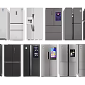 Different Designs of Refrigerators and Freezers with Multi Door and Digital Display in Silver Black