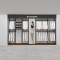 Clothing Hangers In Retail Store Display With White Shirts Pants And Shoes