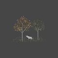 Magical Unicorn Game and Movie Character in Grassland with Glowing Lights and Trees