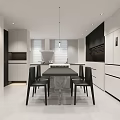 Modern Minimalist Living and Dining Room With Built In TV Wall And Marble Coffee Table