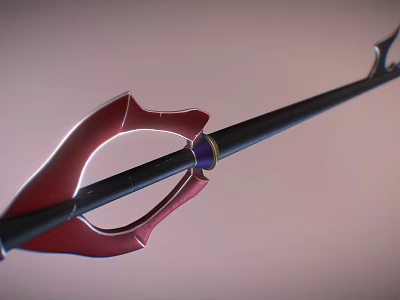 Black Spear With Red Decorative Accents And Purple Ring Detail Design 3d model