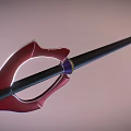 Black Spear With Red Decorative Accents And Purple Ring Detail Design
